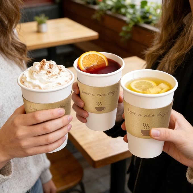BYSNOW 500 pack 16 oz Disposable Paper Coffee Cups, Paper To Go Cups - Image 7