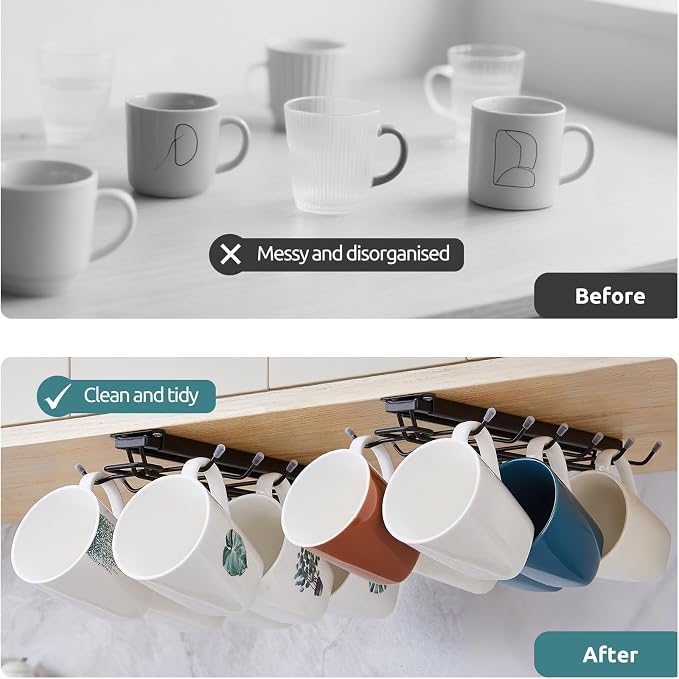 LiaMeE Sliding Mug Hooks Under Cabinet - Image 6