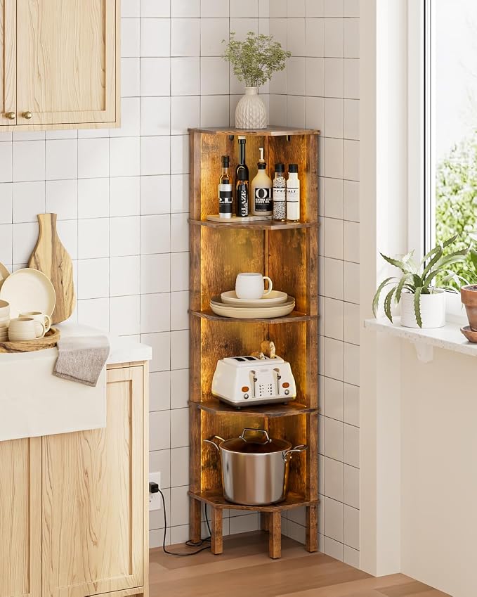 Corner Shelf Stand, 5 Tier Corner Bookshelf, Corner Furniture - Image 7