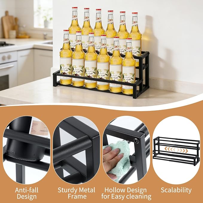 Expandable Coffee Syrup Organizer – Adjustable 12.6"–22.8" Metal Liquor Bottle - Image 5