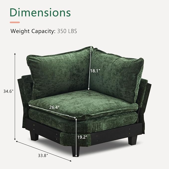 Corner Seat for Sectional Sofa, Modular Cloud Couch - Image 2