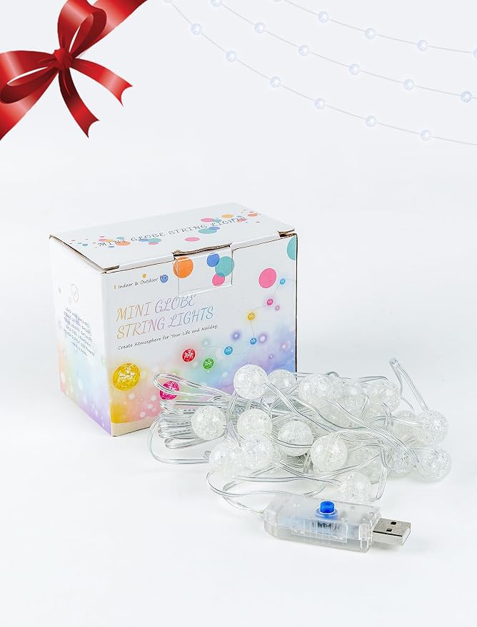 Upgrade Globe String Lights, 10FT 30 LED USB Fairy Lights, 8 Modes Crystal - Image 8