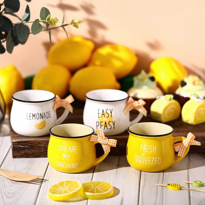 Patelai 4 Pcs Lemon Cups Mini Coffee Mug 5 oz Espresso Cups Set - Image 3