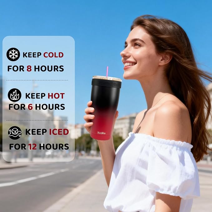 Universal Iced Coffee Sleeve, 32oz Double Wall Stainless Steel Insulator Fits - Image 5
