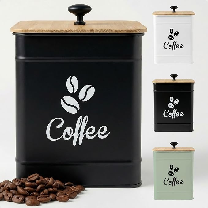 Airtight Coffee Canister - 40 oz Large Iron Black Coffee Container Airtight - 6 by HBDesignCo