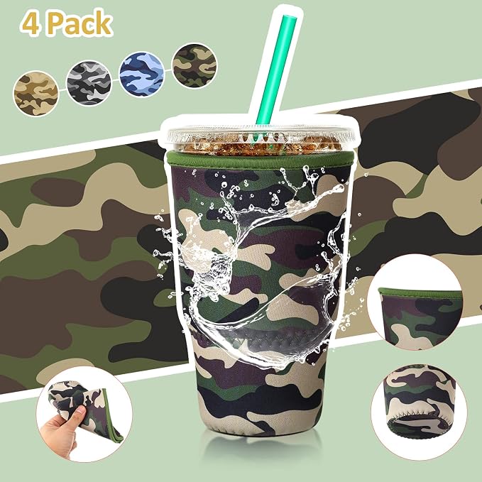 Patelai 4 Pieces Reusable Iced Coffee Sleeve Cup Insulator - Image 3