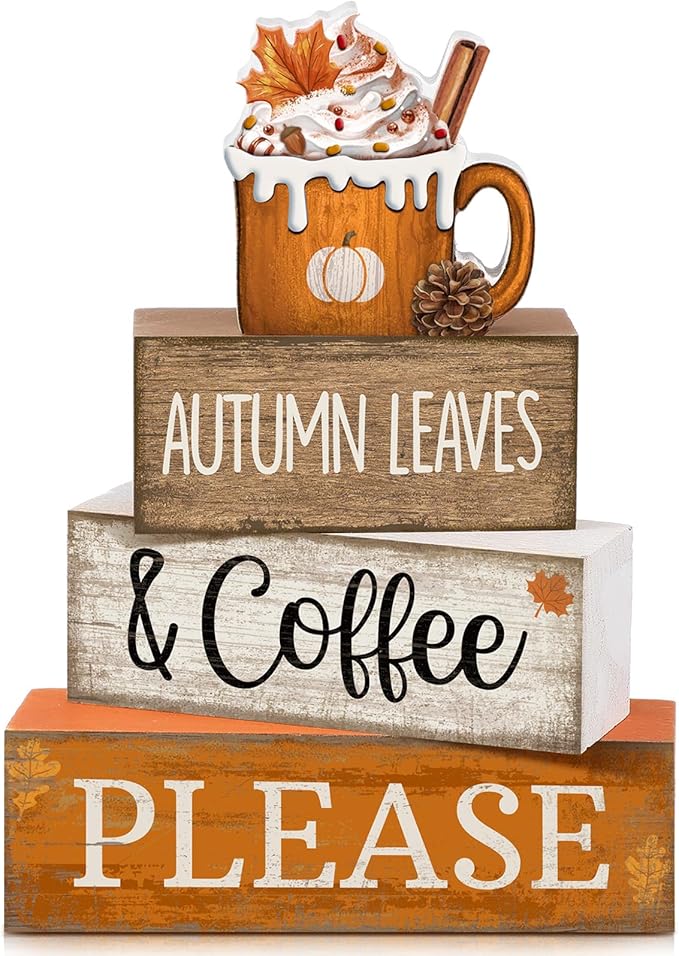 Lineshading 4 Pcs Fall Coffee Table Decor Fall Decoration by Lineshading