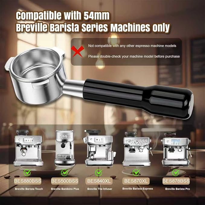 54mm Bottomless Portafilter fit Breville Barista Express Machines BES870XL - Image 3