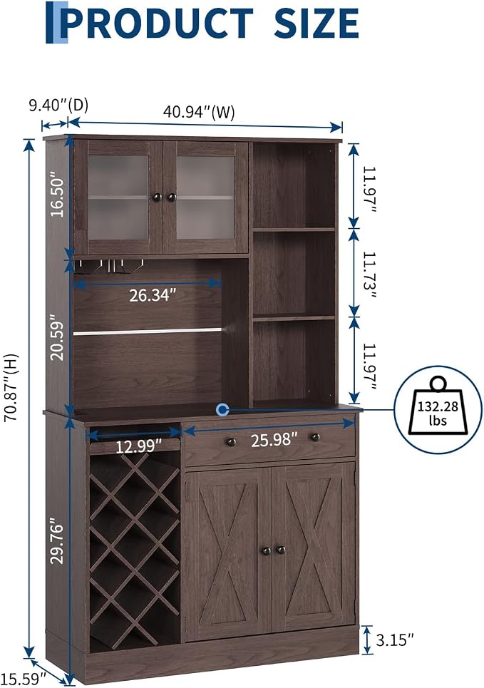 IDEALHOUSE 72 Inch Tall Kitchen Pantry Cabinet - Image 2