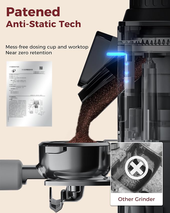Tuni G2 Conical Burr Coffee Grinder, 70 Grind Settings Anti-static Burr Mill - Image 4