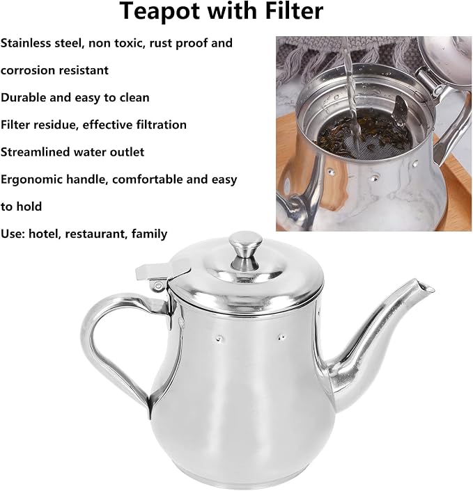 OUKENS Teapot with Removable Strainer, 30oz Stainless Steel Gooseneck Pour Over - Image 2