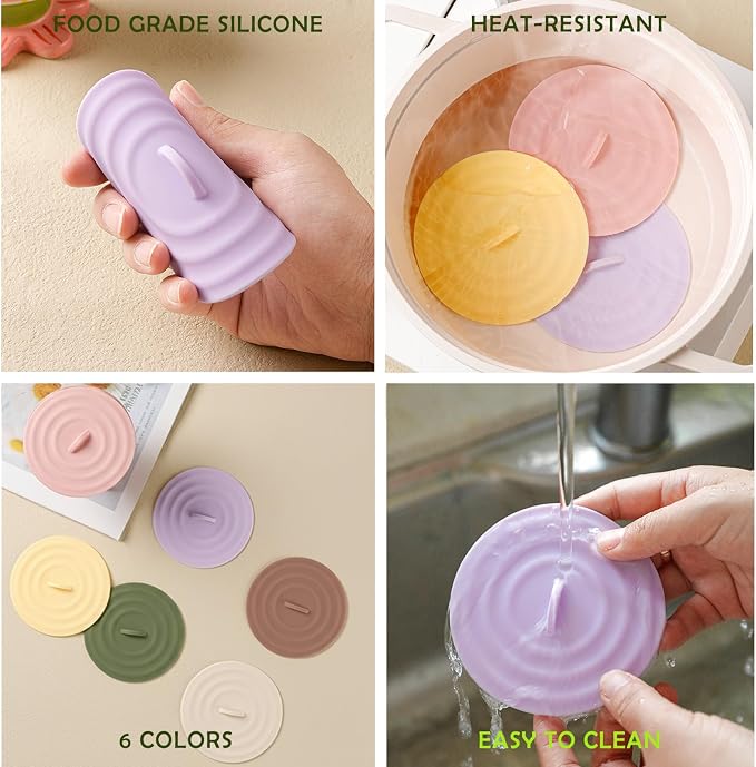 6 Pcs Silicone Cup Covers for Drinks, Cute Reusable Silicone Lids for Cups - Image 4