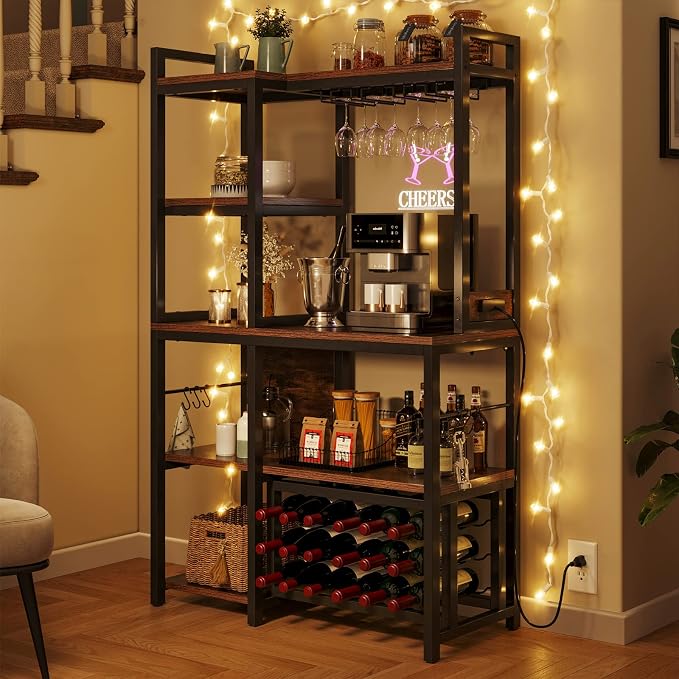 YITAHOME Kitchen Microwave Bakers Stand Wine Rack Coffee Bar Storage - Image 6