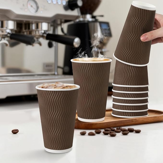 Clawsoff 90 Pack 16 oz Coffee Cups Disposable, Insulated Paper Coffee Cups - Image 5