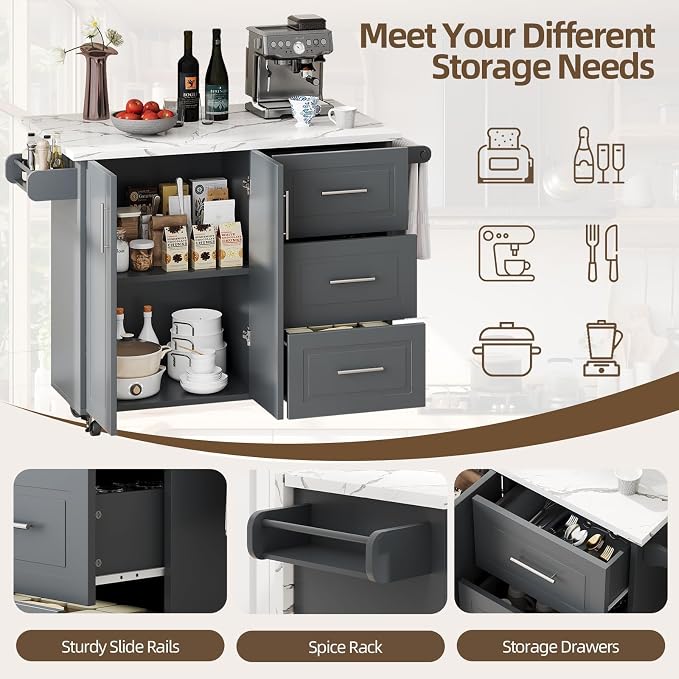 4 EVER WINNER Kitchen Island on Wheels - Image 4