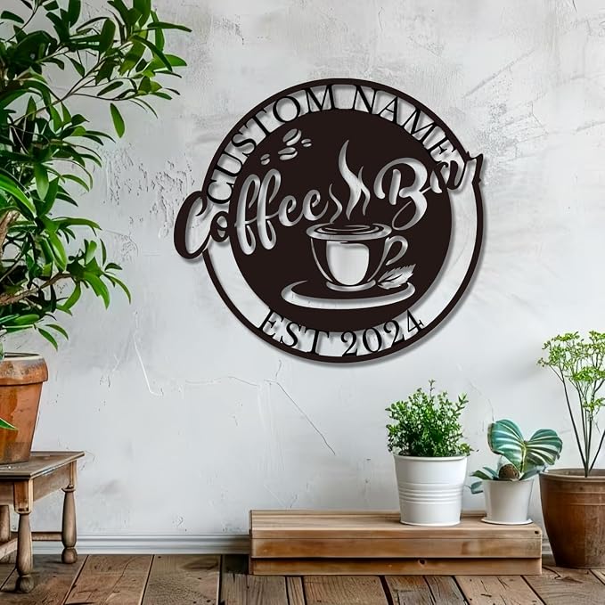 Personalized Coffee Bar Sign, Custom Metal Wall Art - Image 3