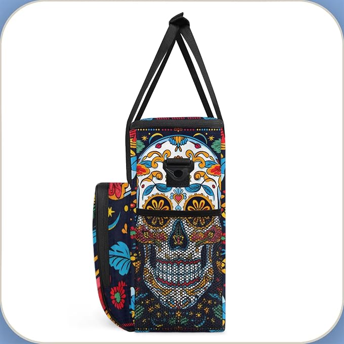 Sugar Skull Gothic Halloween Coffee Maker Carring Bag, Large Insulated Storage - Image 4
