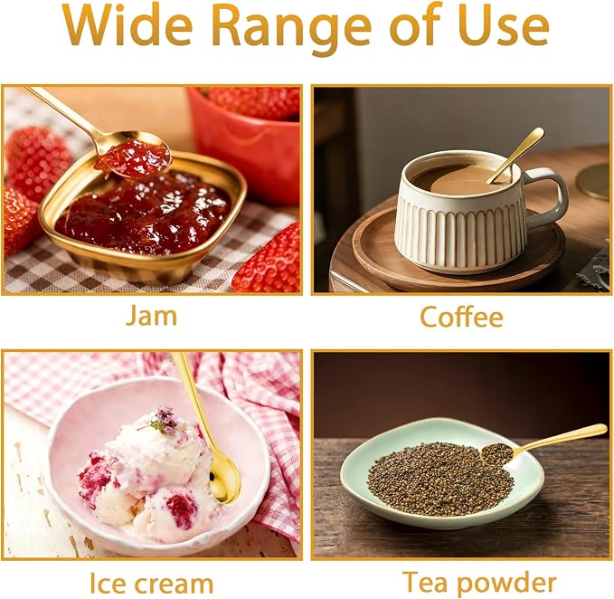 Small Spoons for Spice Jars 8 PCS 3.5 Inch Mini Spoons Gold Stainless Steel - Image 5