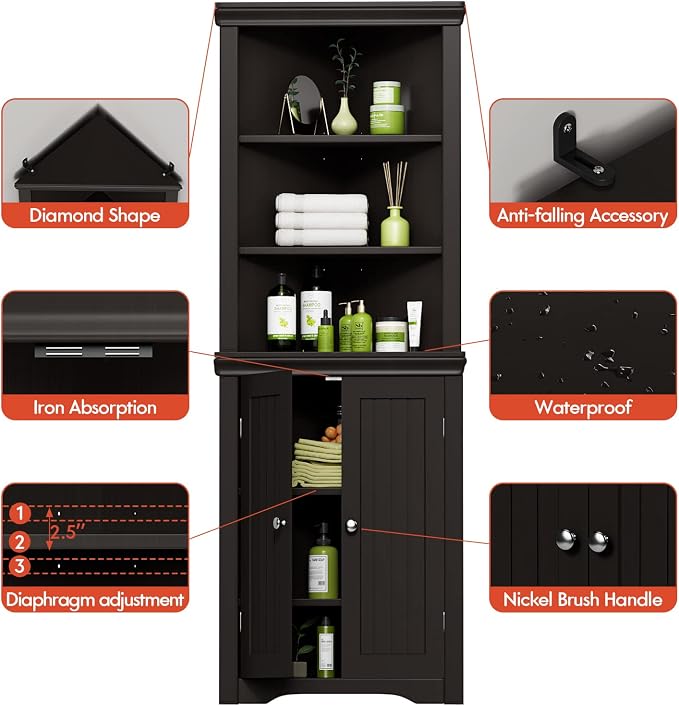 YESHOMY Corner Cabinet, Storage Cupboard - Image 6