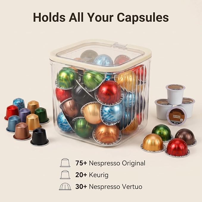 Clear Coffee Pod Holder with Lid, Coffee Pods Storage - Image 3