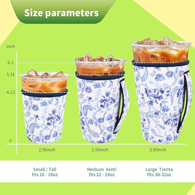 3 Pack Iced Coffee sleeve Insulated Neoprene Cup Sleeves - Image 2
