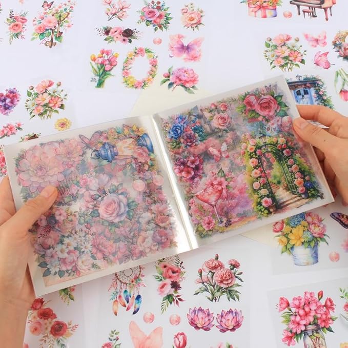 30 Sheets Precut Pink Garden Landscape Stickers Book - Image 7