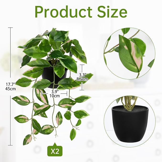 Briful Small Fake Plants Indoor Realistic Faux Trailing Plant Artificial Potted - Image 2