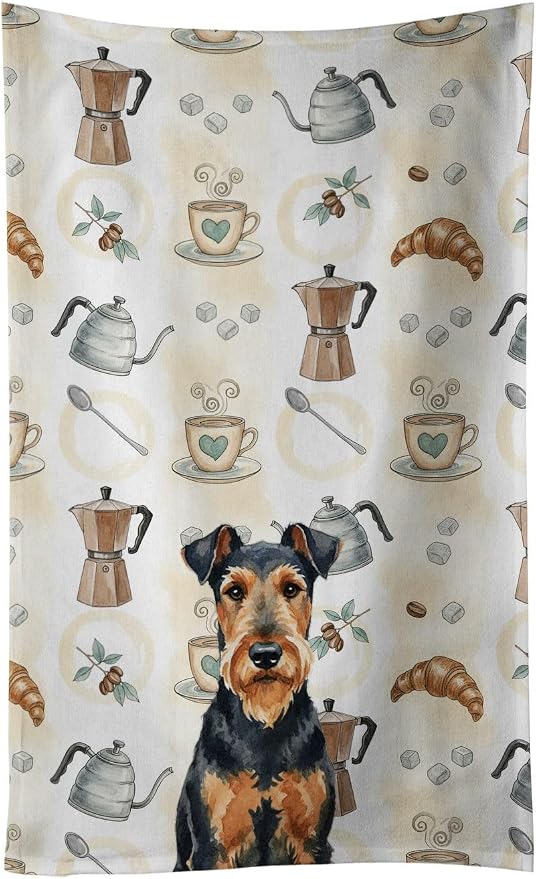Caroline's Treasures Airedale Terrier Coffee Bar Kitchen Towel Velour Plush by CarolinesTreasures