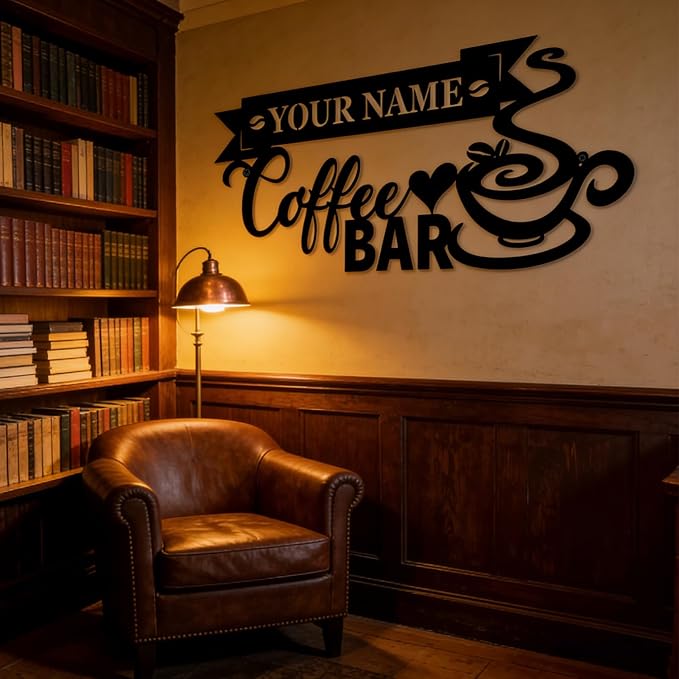 Personalized Coffee Metal Sign, Custom Coffee Bar Name Plaque, Retro Cafe - Image 7
