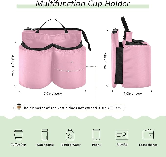 DOMIKING Pink Travel Luggage Cup Holder - Image 2
