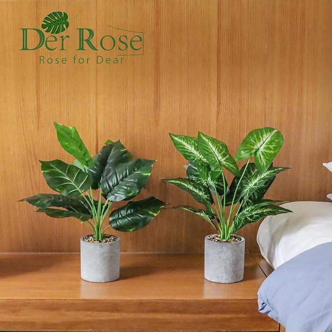 Der Rose 2 Pack Fake Plants Artificial Tropical Faux Plants Indoor - Image 4