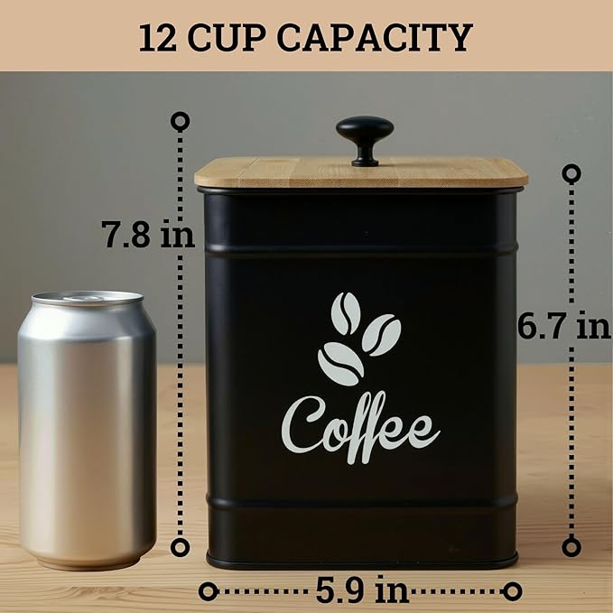 Airtight Coffee Canister - 40 oz Large Iron Black Coffee Container Airtight - 6 - Image 6