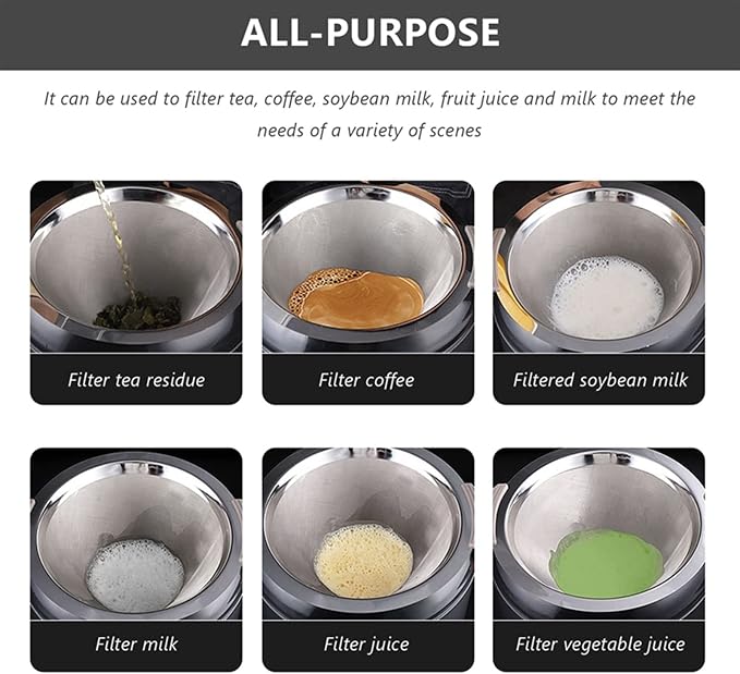 Kitchen Funnel Stainless Steel Double-Layer Tea Strainer, Coffee Dripper - Image 6