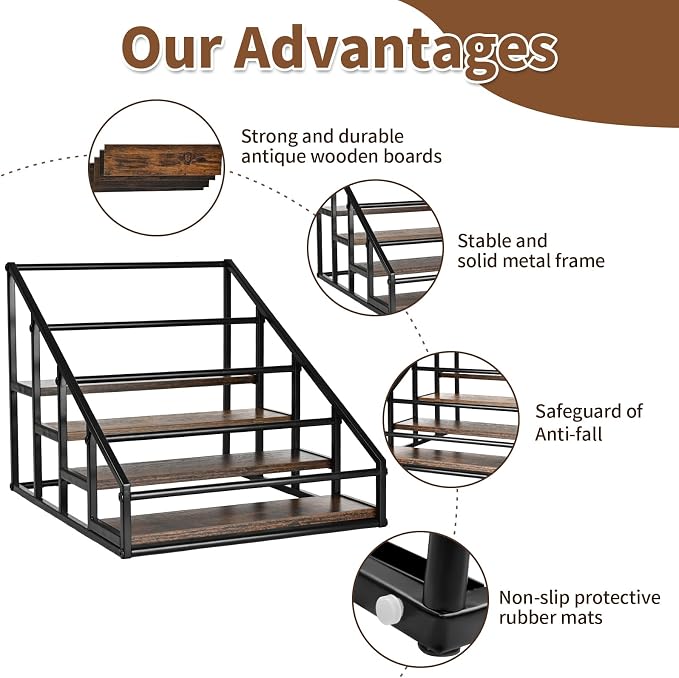 YQBRAO Coffee Syrup Rack Organizer, Liquor Bottle Display Shelf, Water cup - Image 4