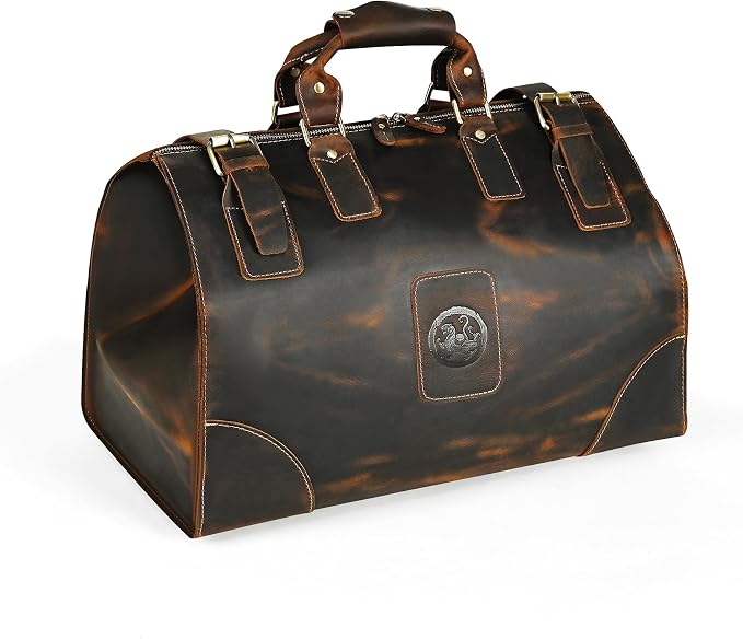 Canvas + Leather Travel Luggage Tote Duffle Gym Suitcase Weekender Overnight Bag by Handadsume