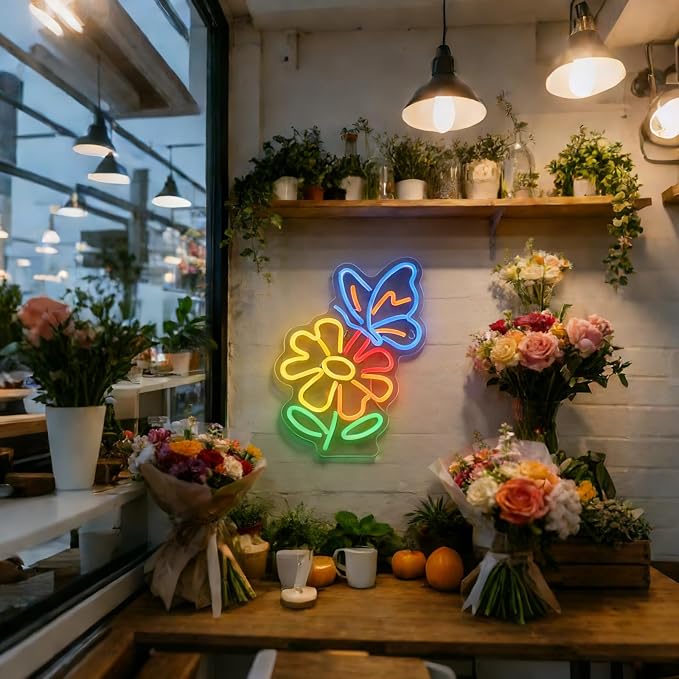Flower and Butterfly Neon Sign - Image 7