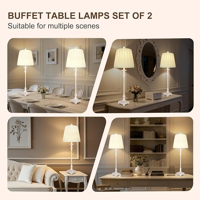 Vintage Table Lamp Set of 2, 3-Way Dimmable Bulb Included, Traditional - Image 5