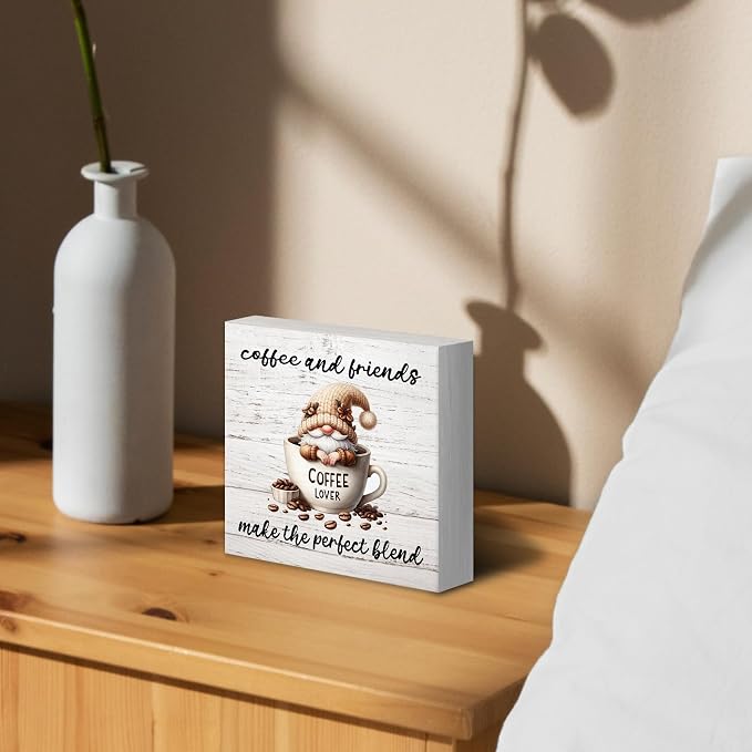 Rustic Coffee Gnomes Wood Box Sign - Image 3