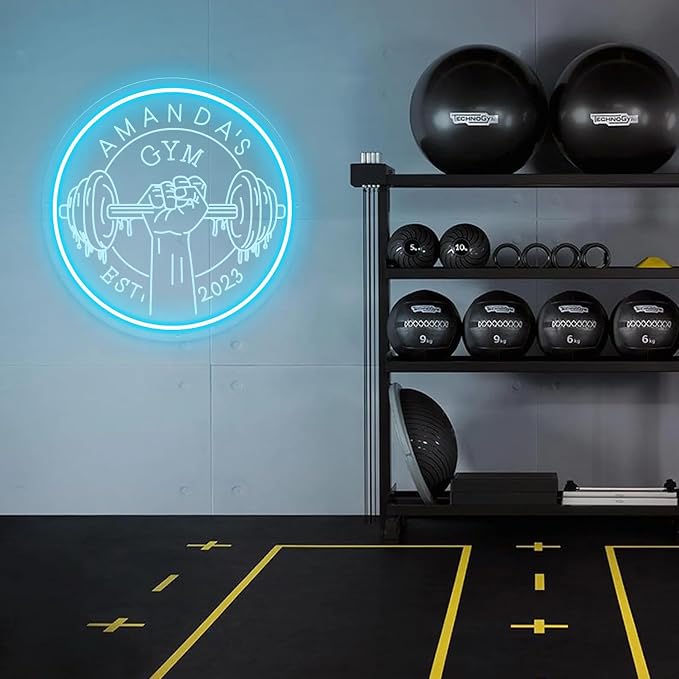 Custom Gym Name Neon Sign Dumbbell LED Neon Light Gym Blue Barbell Neon Light - Image 8