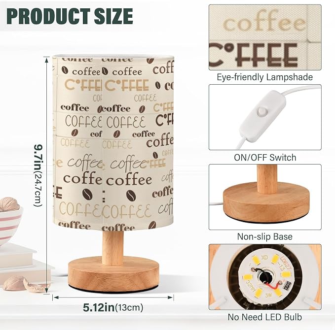 GuoChe Night Light USB Lamps Soft Light Coffee Typography Table Lamp - Image 3