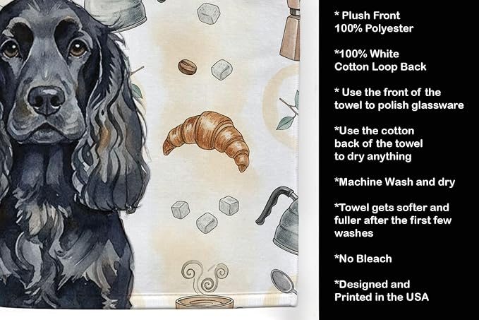 Caroline's Treasures Black English Cocker Spaniel Coffee Bar Kitchen Towel - Image 4