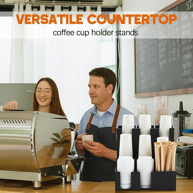CroBlissful Wooden Vertical Coffee cup and lid dispenser, coffee condiment - Image 7