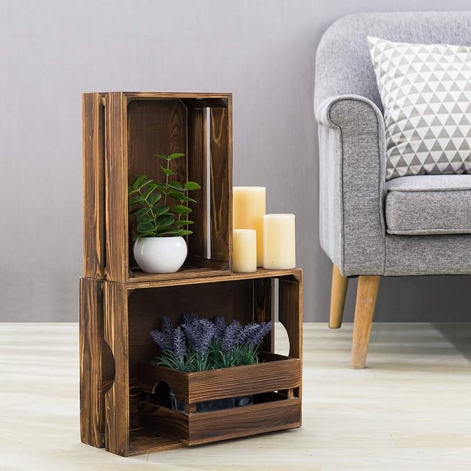 MyGift Rustic Dark Brown Solid Wood Storage Organizer Box - Image 2