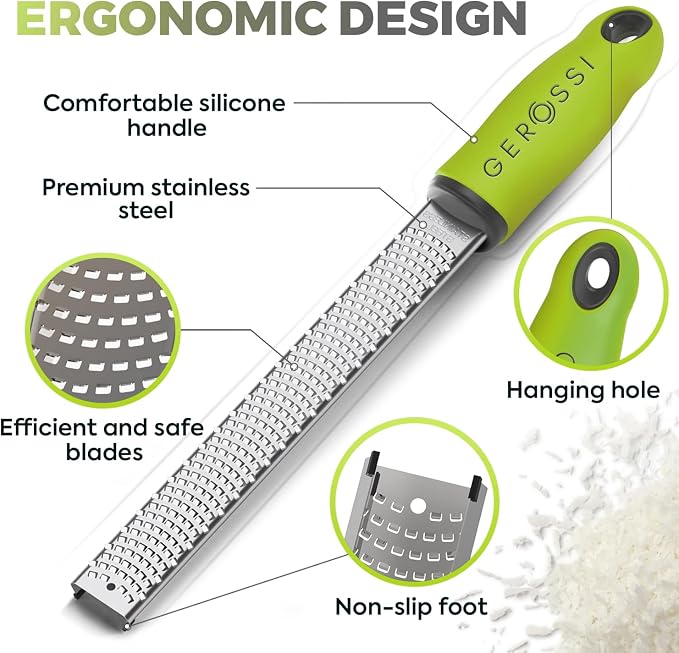 Stainless Steel Cheese Grater & Lemon Zester w/Extra Sharp Blade - Image 4