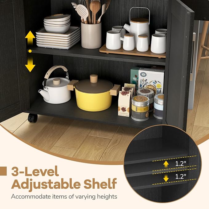 LOKO Kitchen Island Cart with Wheels, Rolling Kitchen Storage Cabinet with - Image 7