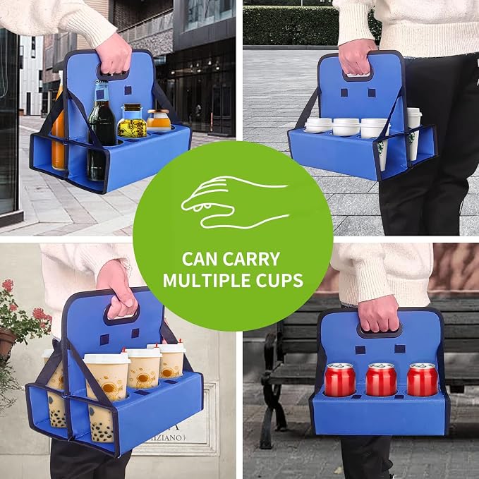 Boczif Cup Caddy Portable Drink Carrier or Cans Reusable, 6-Cup Holder - Image 2