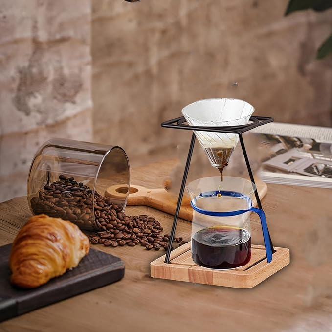 Pour over Stands Coffee Station Wood Coffee Drink Maker Drip Coffee Stand - Image 4