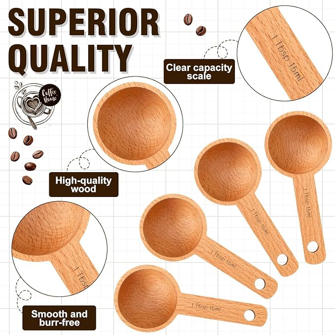 Beech Wooden Coffee Scoop - 15ml Tablespoon Measuring Spoon - Image 2