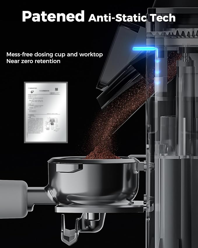Tuni G1 Conical Burr Coffee Grinder, 48 Grind Settings Anti-static Burr Mill - Image 5
