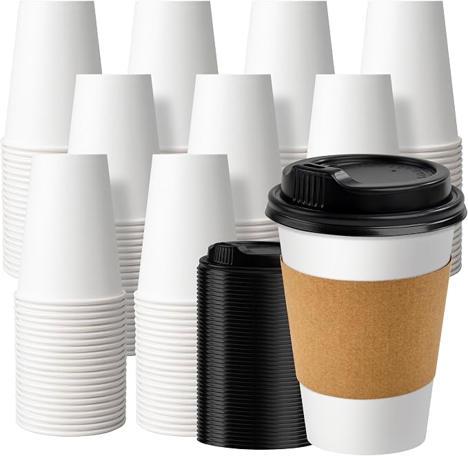 RACETOP 12 oz 500 Pack Disposable Paper Coffee Cups by RACETOP
